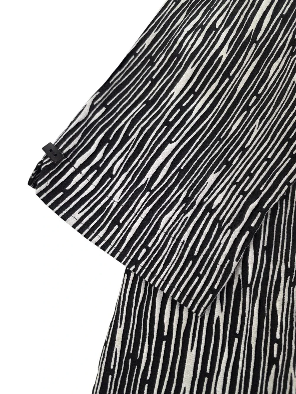 Ali Miles Mixed Print Button Accent Tunic Top XL Black White Artsy Lagenlook